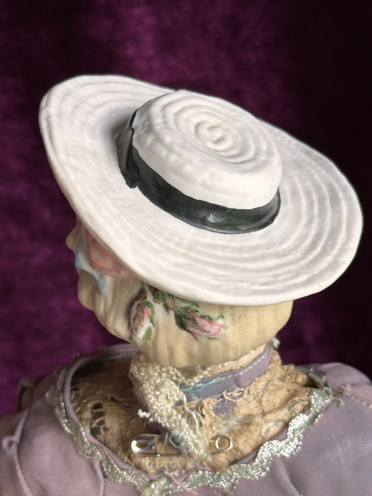 Vintage Porcelain 17” Emma Clear Gibson Girl Lady Doll with Molded Hat