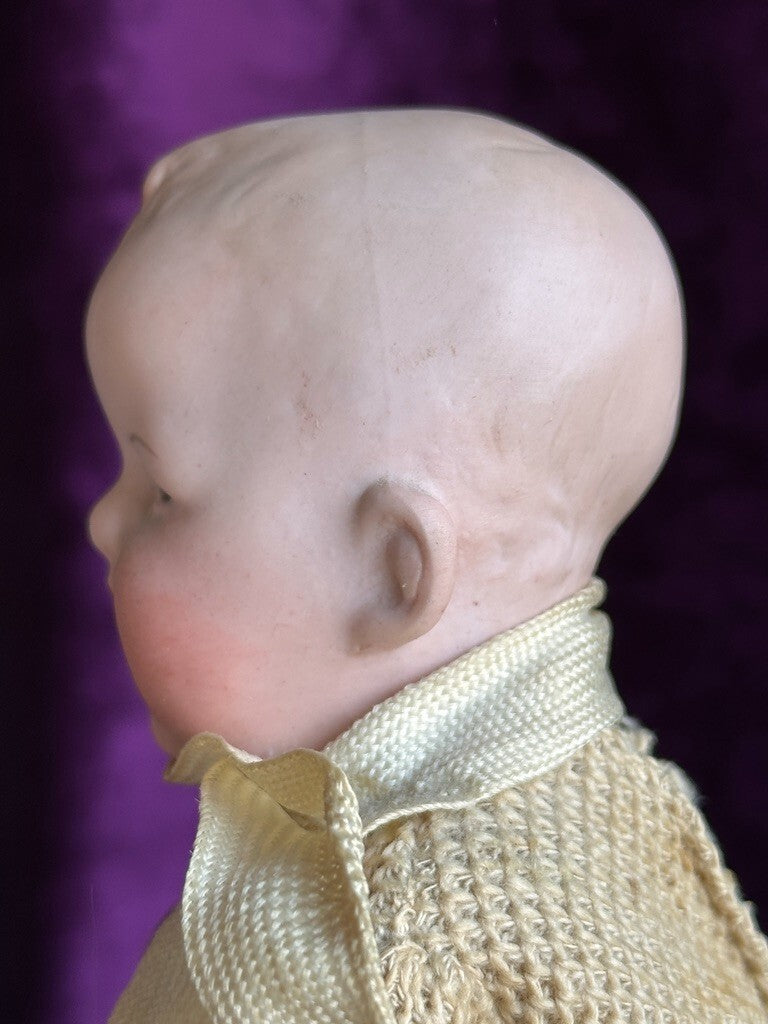 Antique German 11” Gebruder Heubach Rattle (?) Toy with Bisque Doll Head