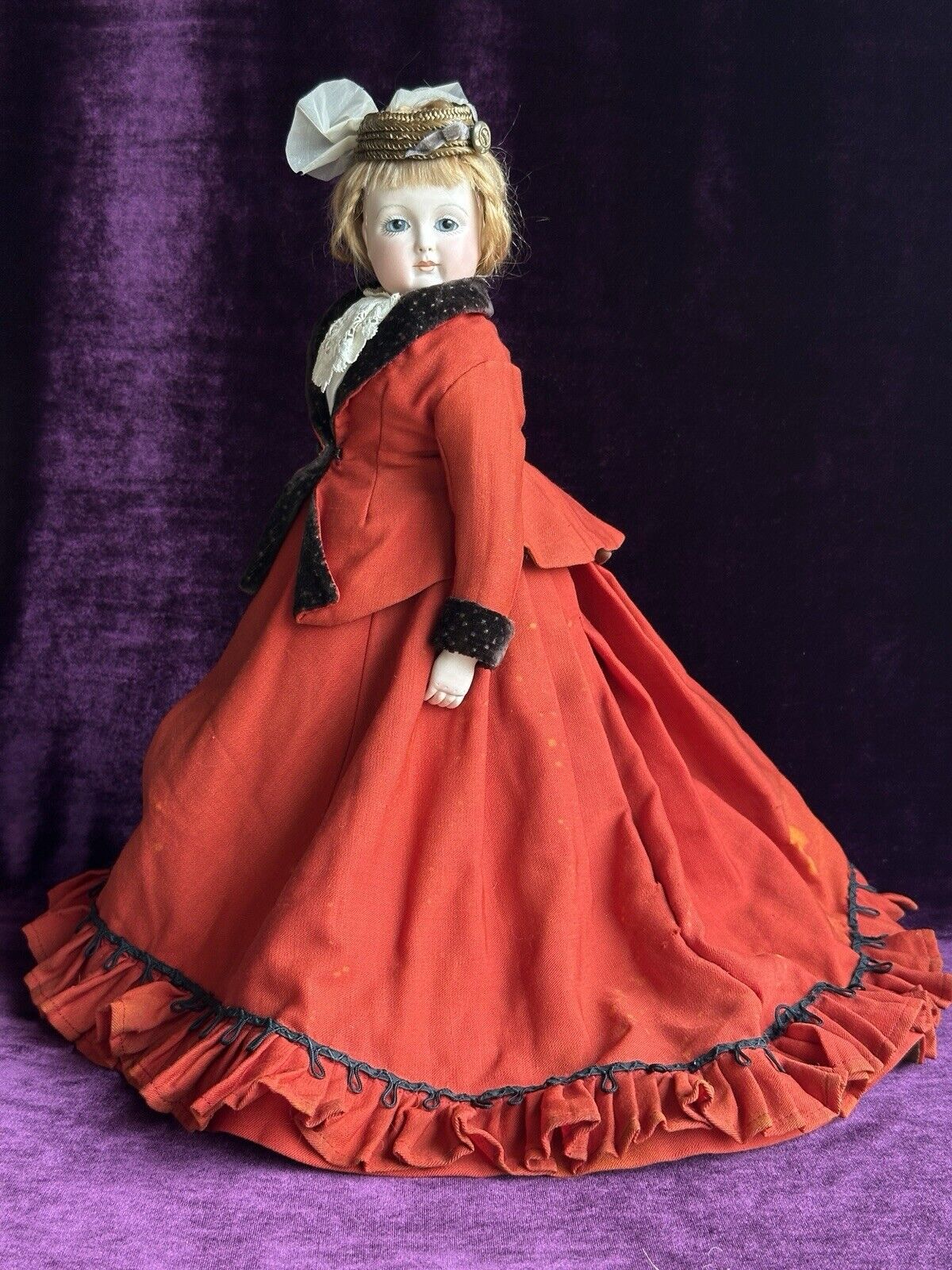 Vintage 15” Reproduction of Antique French Huret Fashion Doll with Glass Eyes