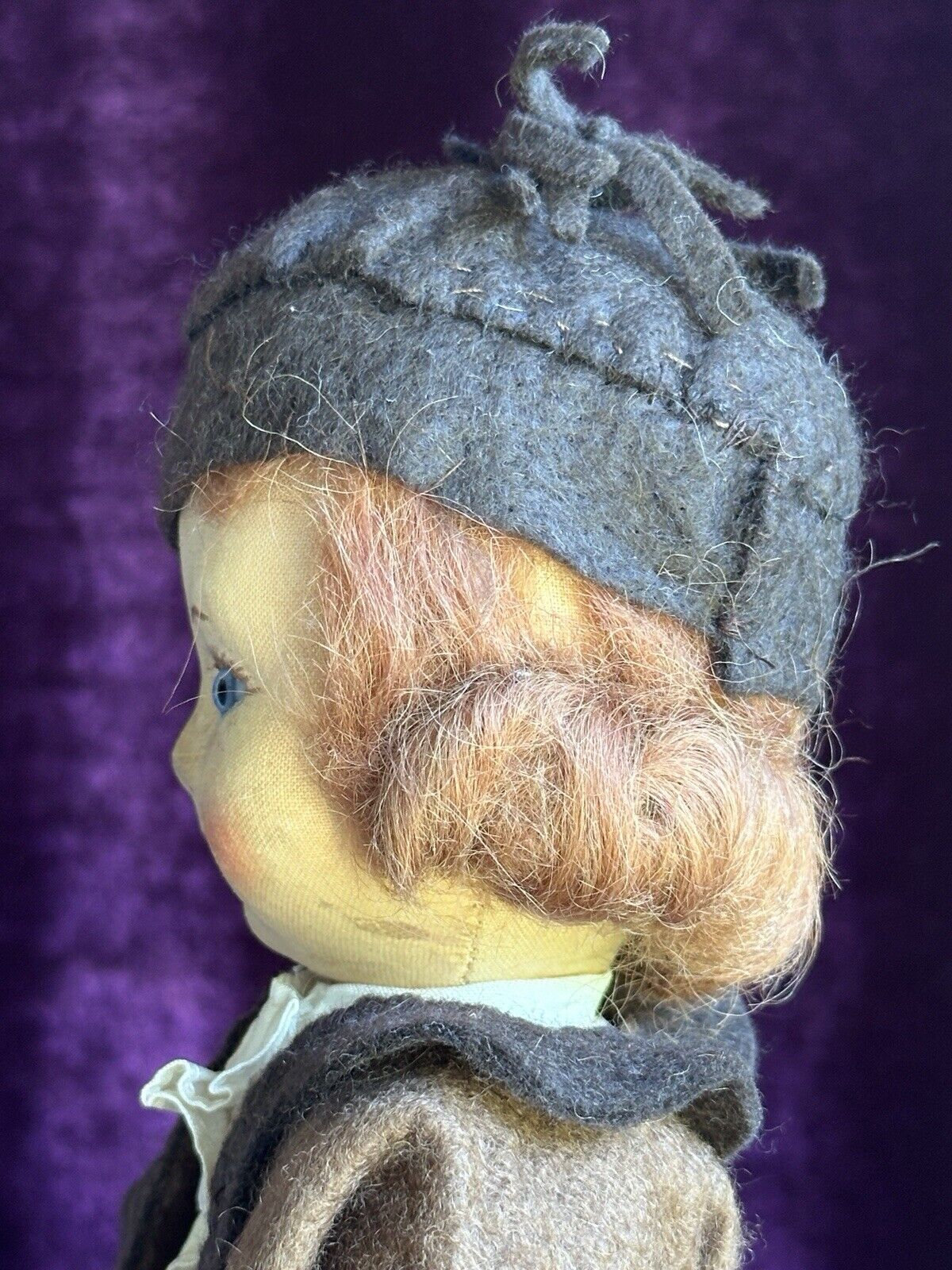 Vintage Early English 12” Chad Valley Hygienic Cloth Girl Doll with Glass Eyes