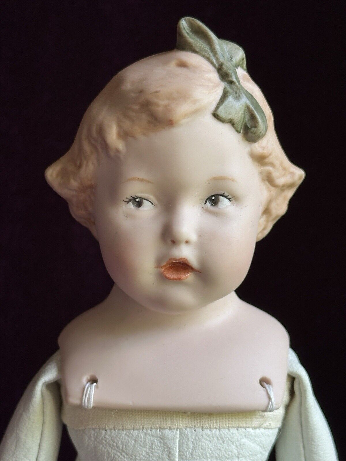 Porcelain 13.5” Reproduction of Antique German Heubach 7851 Character Girl Doll