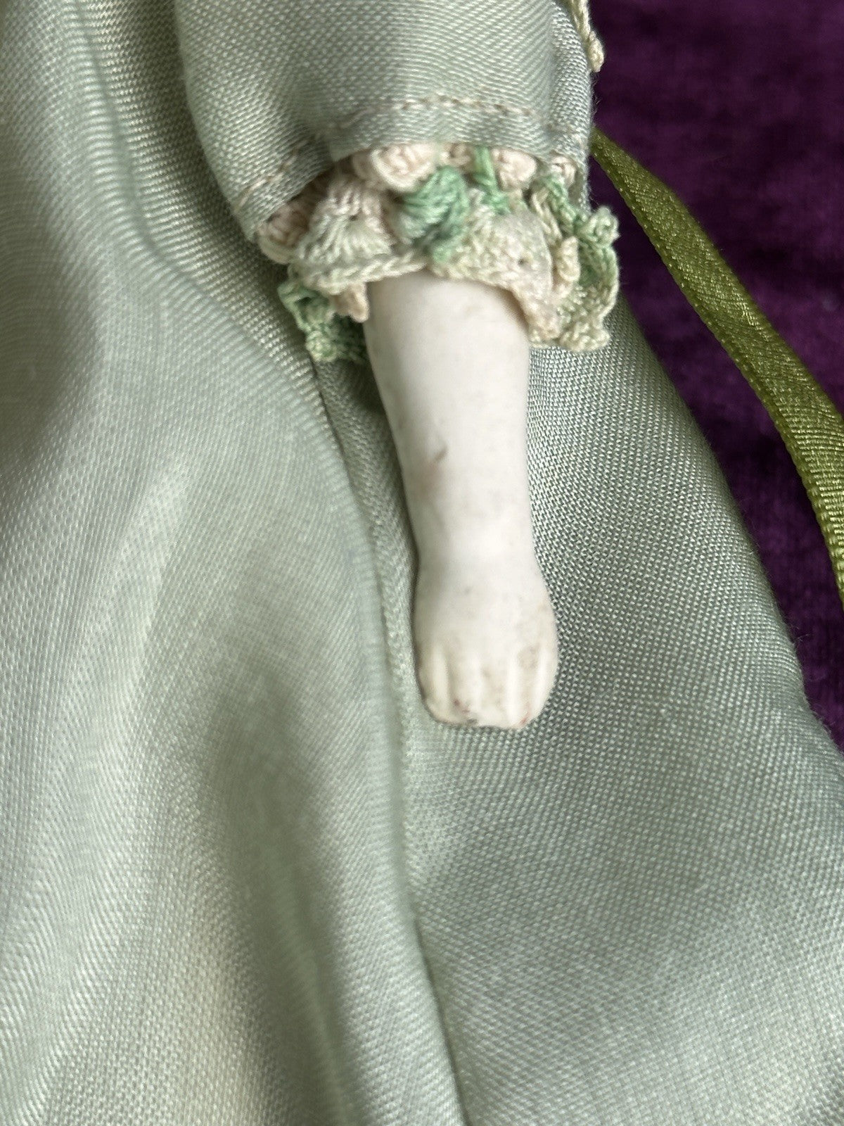 Antique German Hertwig 10.5” Molded Bonnet Parian China Bisque Head Doll