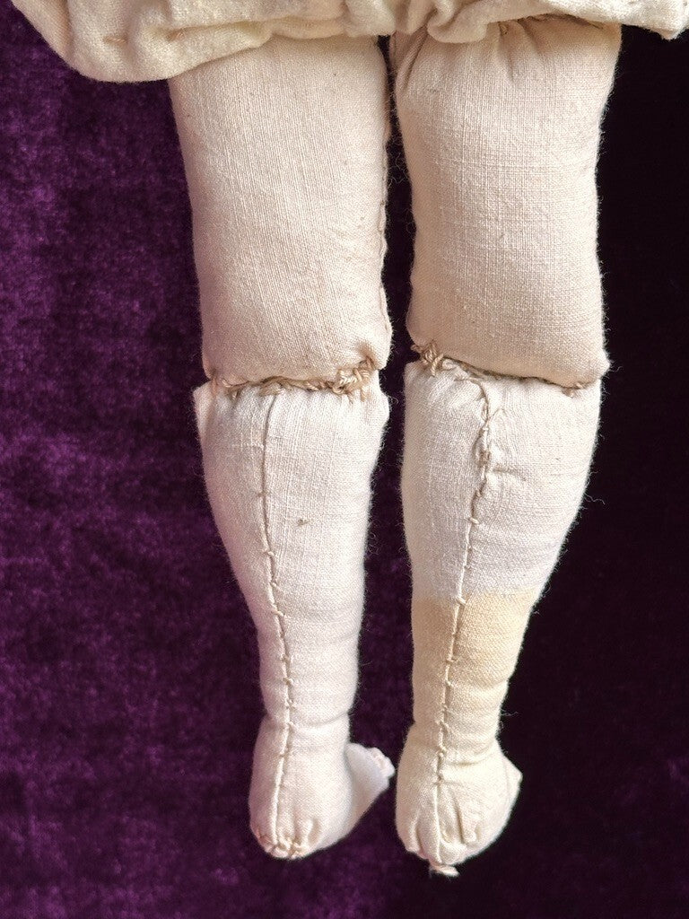 Very Rare 16” Antique German Glass Eyes Parian China Bisque Head Fashion Doll