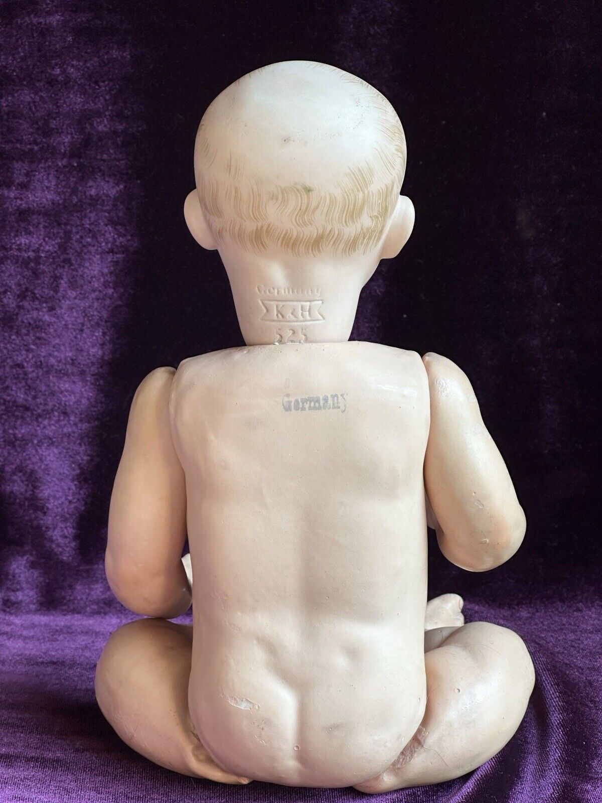 Antique German 11” Kley Hahn 525 Solid Dome Bisque Head Baby Doll Intaglio Eyes