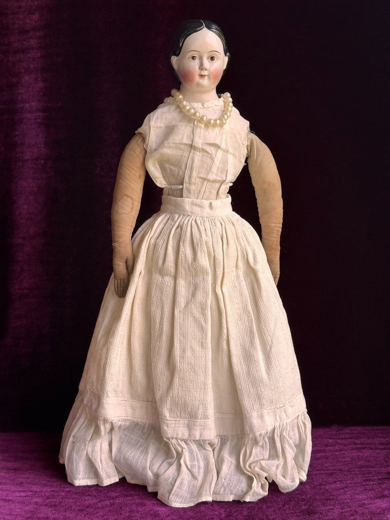 Antique German 20" Kloster Veilsdorf Greiner Style Brown Eyes China Head Doll