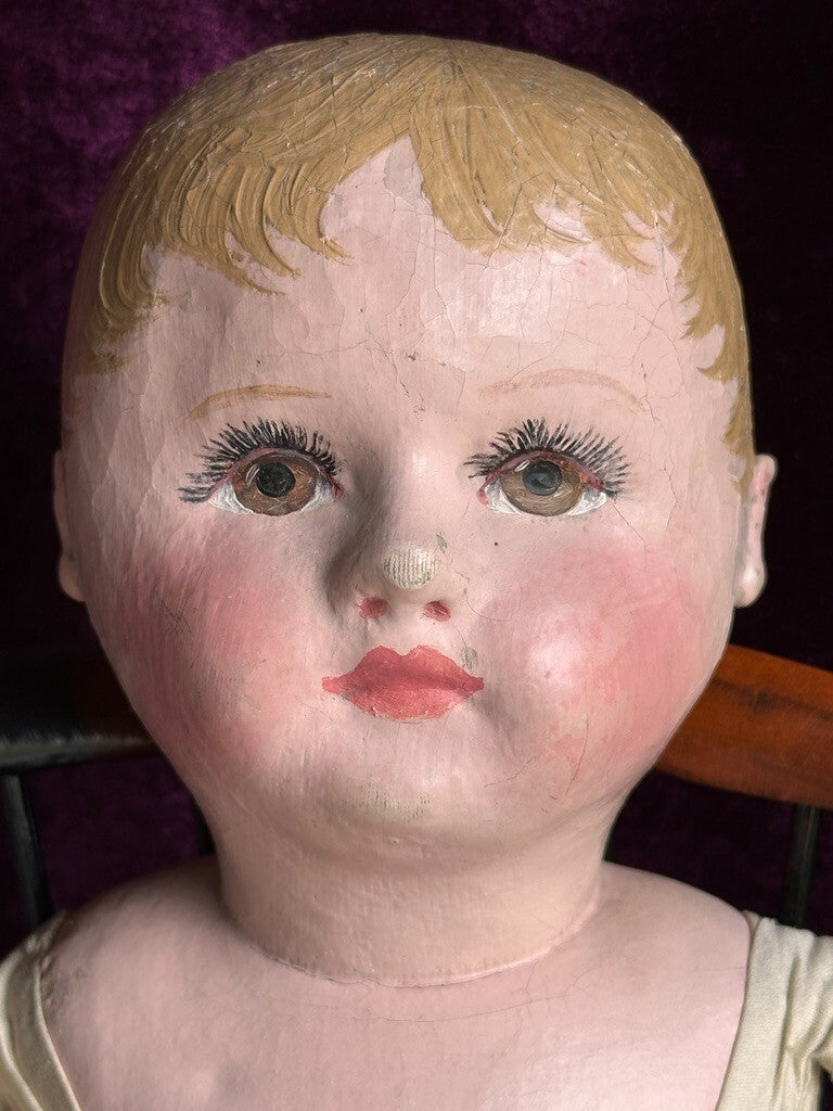 Antique American 20” Martha Chase Oil Painted Cloth Baby Doll