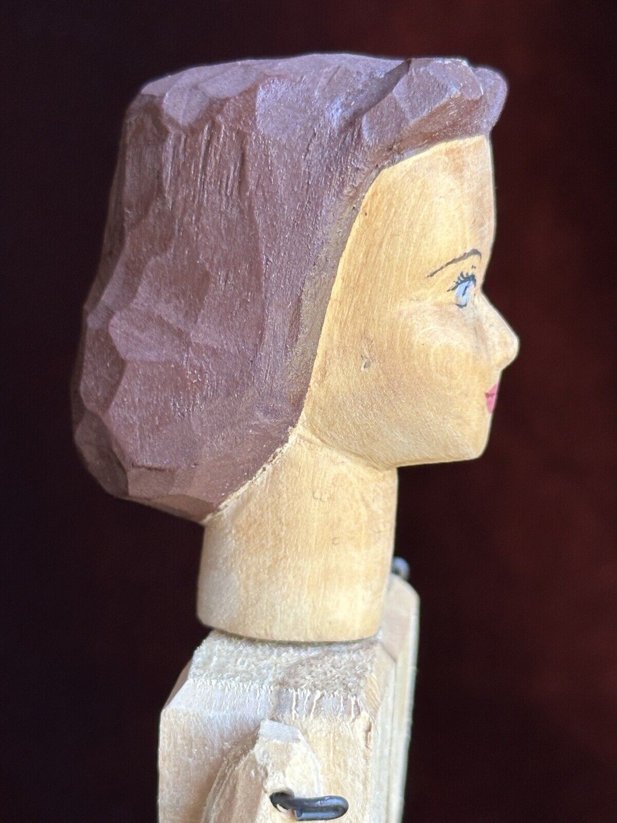 Vintage 10” Helen Bullard Signed Hand Carved Wooden Hitty Doll