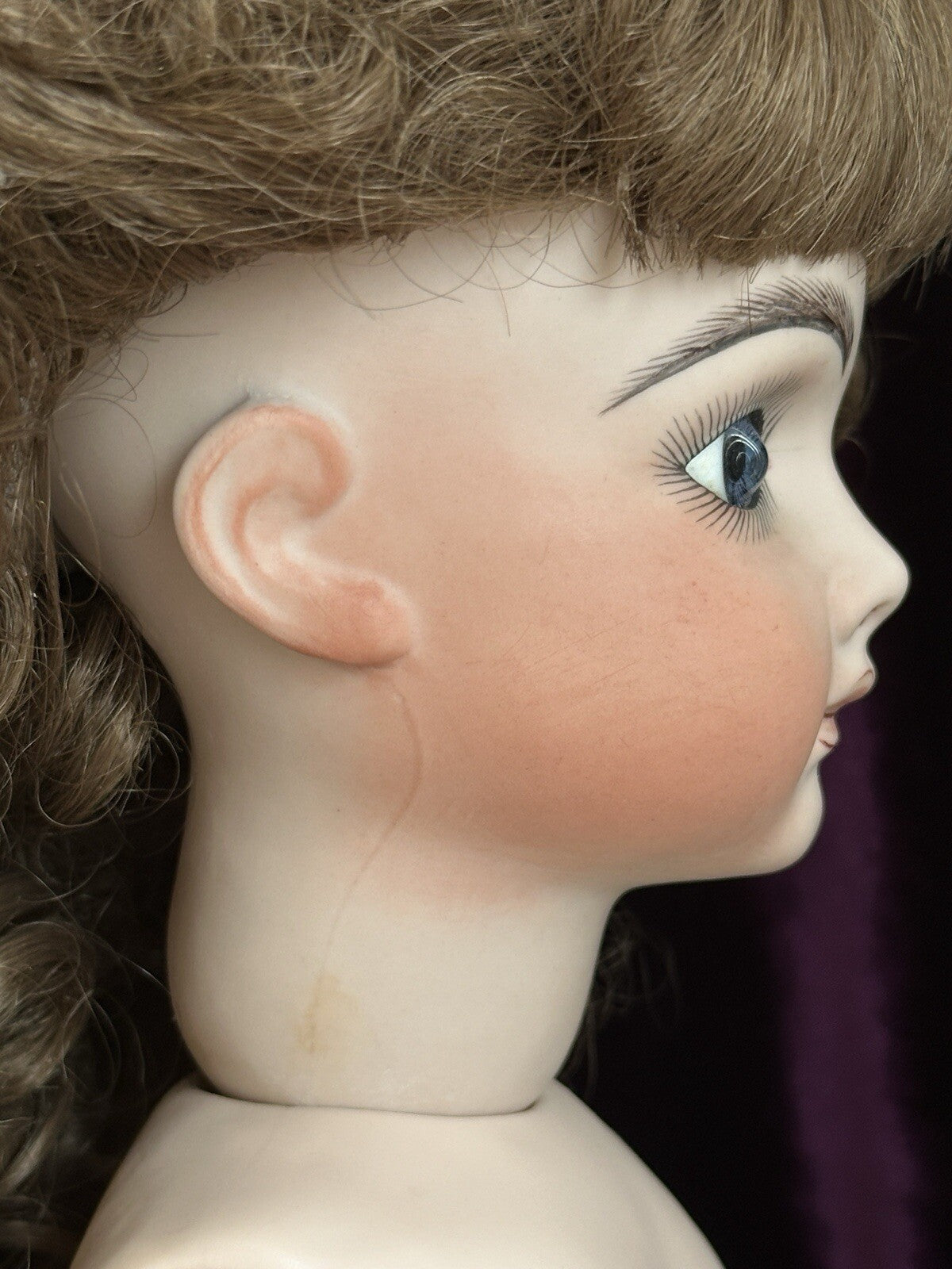 Vintage All Porcelain 20” Reproduction of Antique French Andre Thuillier Doll