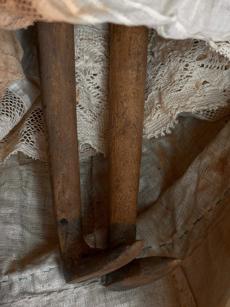 Antique German 18.75” Wax Over Papier Mache Milliner’s Model Molded Bonnet Doll