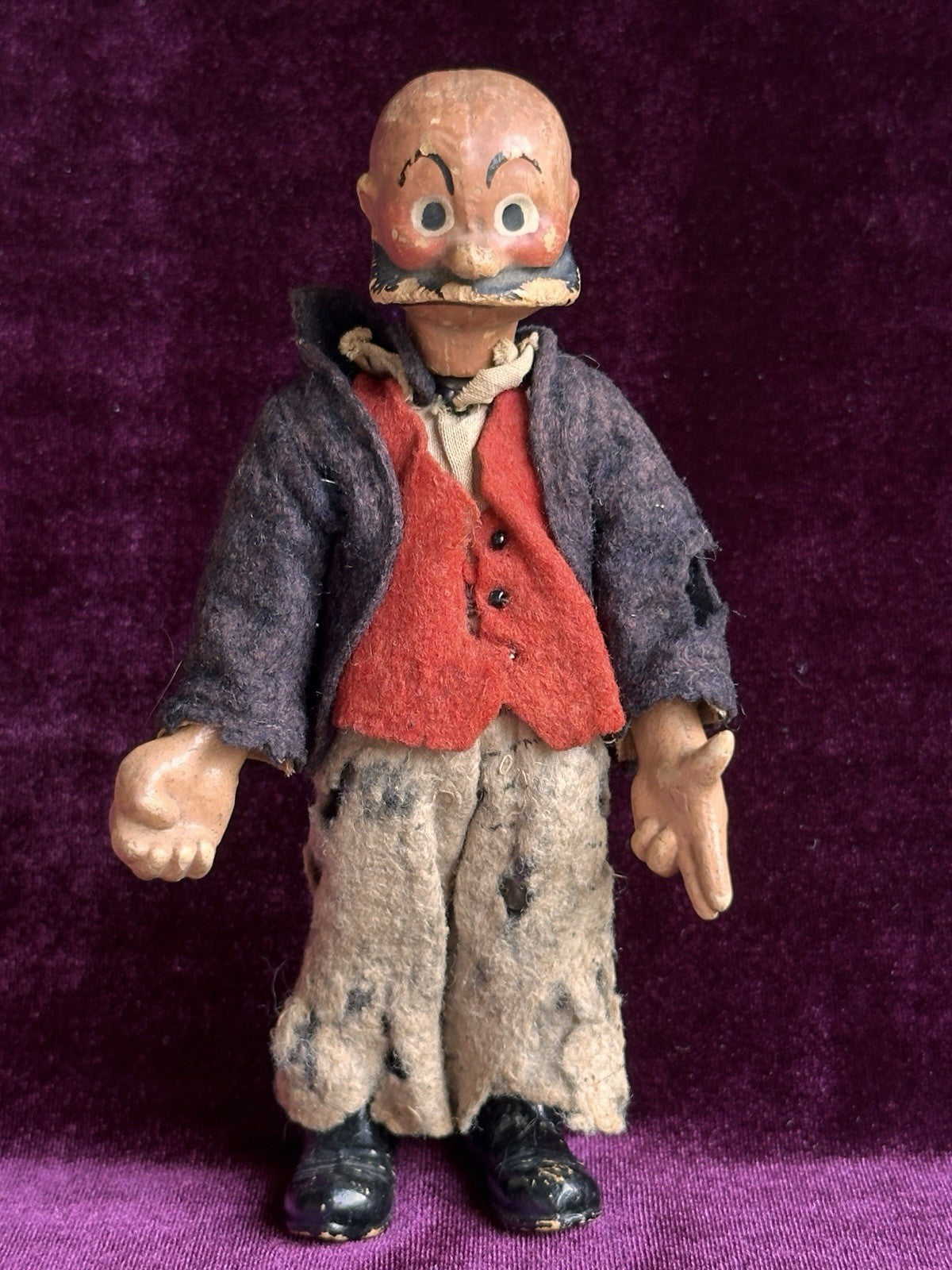2 Antique Swiss SABA Bucherer Mutt & Jeff Ball Jointed Metal Dolls Toys