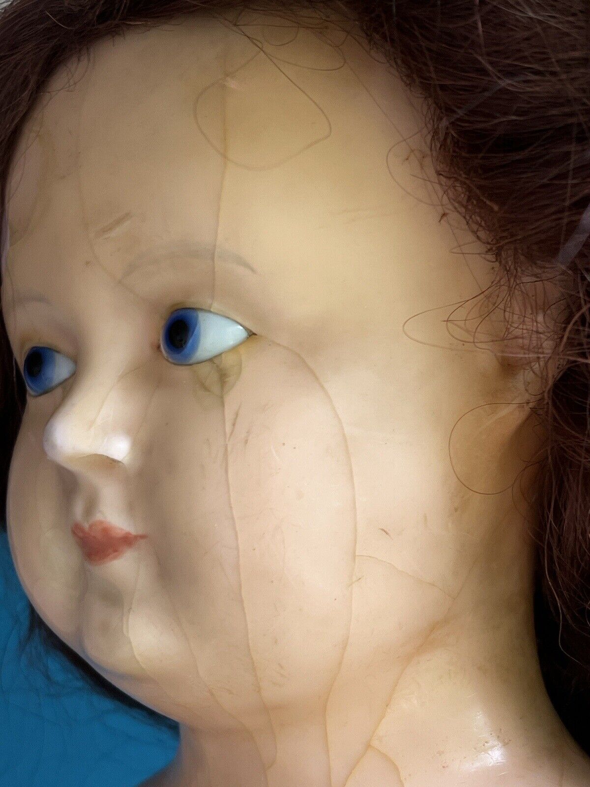 Large Antique German 30” Wax Over Papier Mache Doll