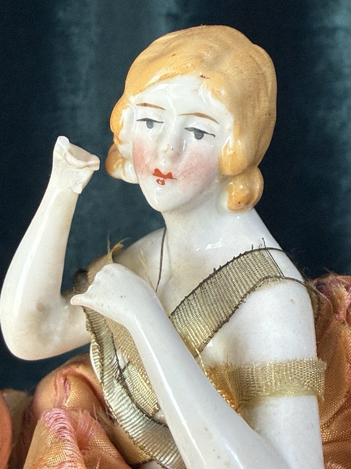 Antique German Pin Cushion Half Doll Arms Away