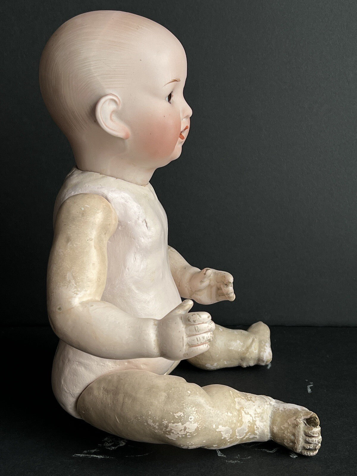 Antique Japanese 14” Yamato Nippon Bisque Solid Dome Head Baby Doll