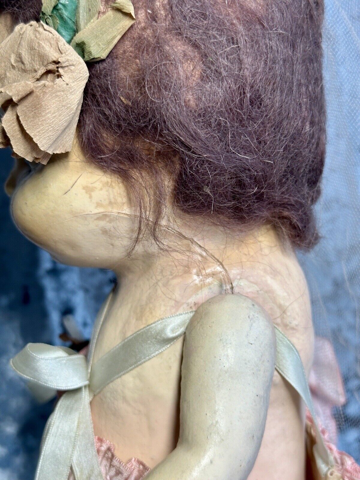 Antique American 17.5” Composition Carnival Prize Bride Doll