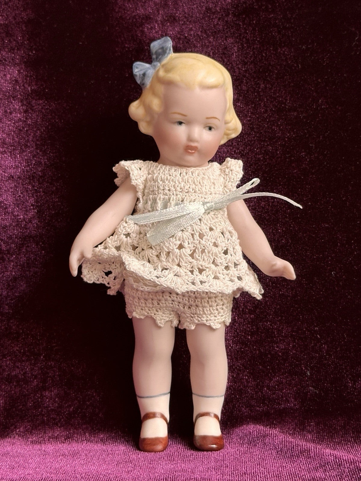 All Porcelain 5.5” Reproduction of Antique German Limbach Girl Doll