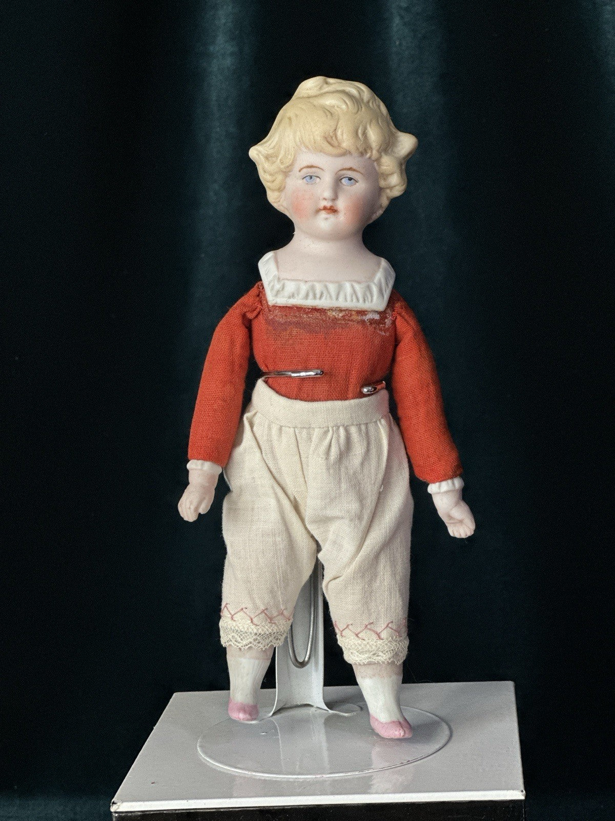 Antique German Hertwig (?) 7 1/2” Bisque Shoulder Head Doll