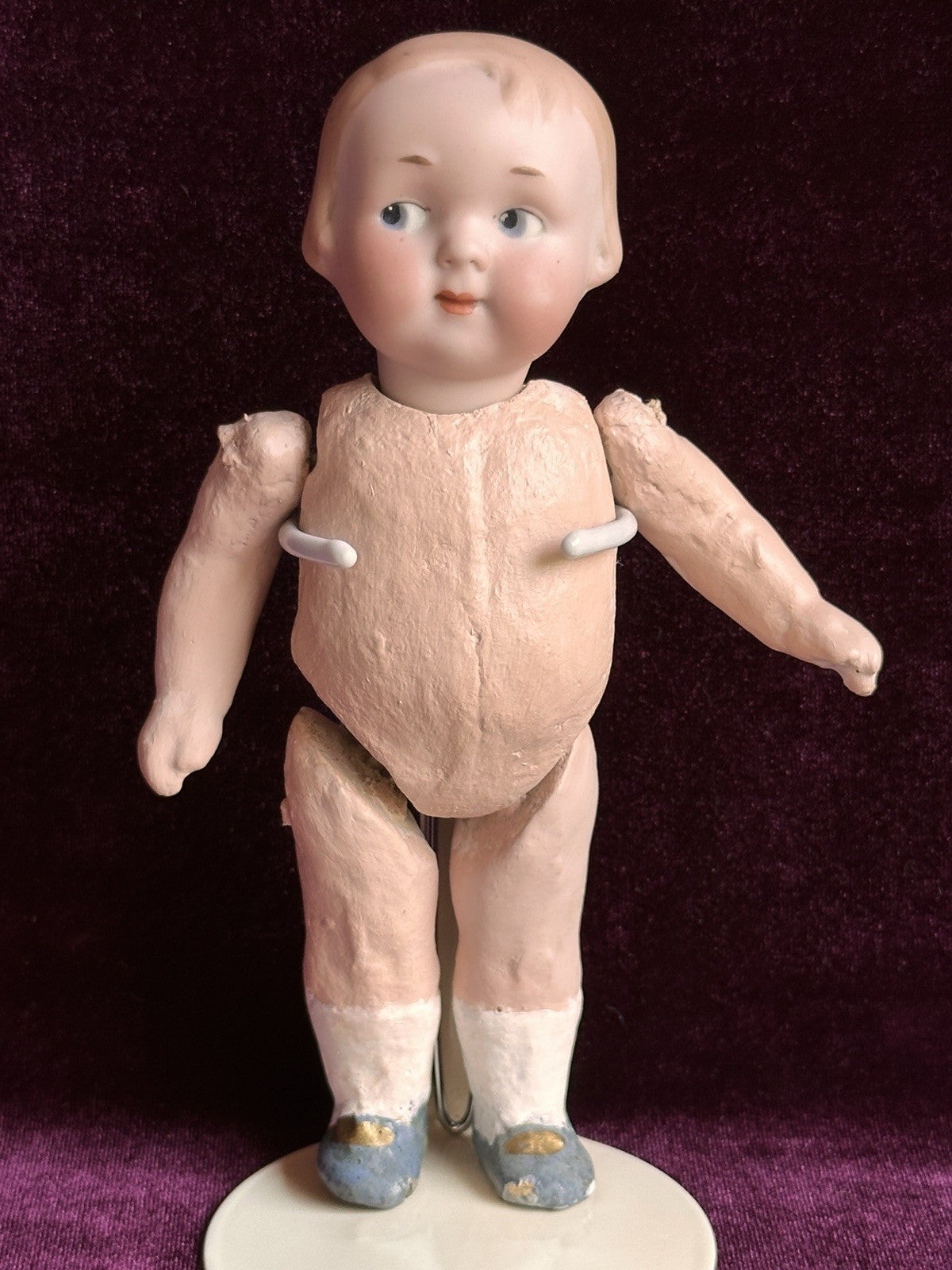 Antique German 6.75” Armand Marseille 210 Googly Eyes Bisque Head Doll