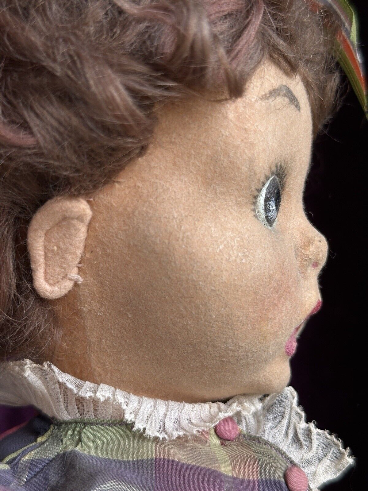 Rare Vintage Italian 20” Original Lenci Googly Eyes Felt Doll Tagged Outfit