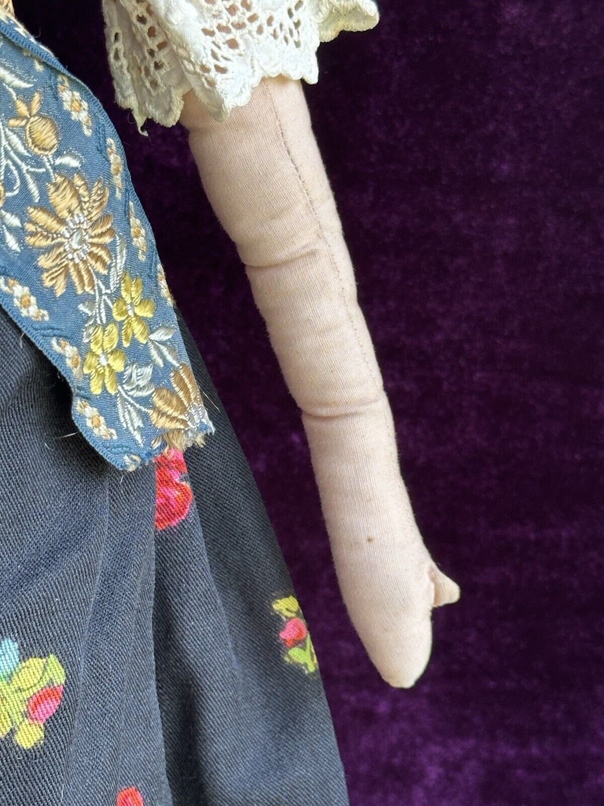 Antique Composition 23” Cloth Eastern European Boudoir Style Doll