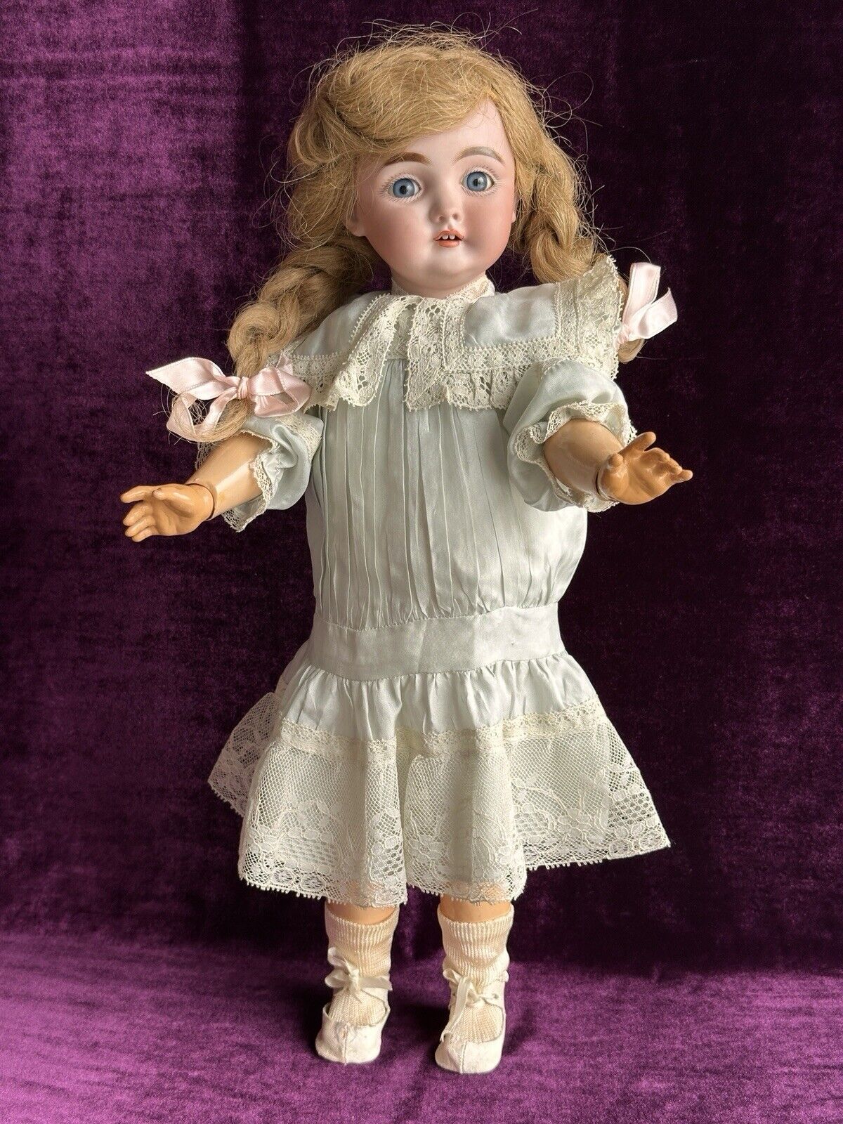 Antique German 19” Early Kestner 143 Bisque Head Doll