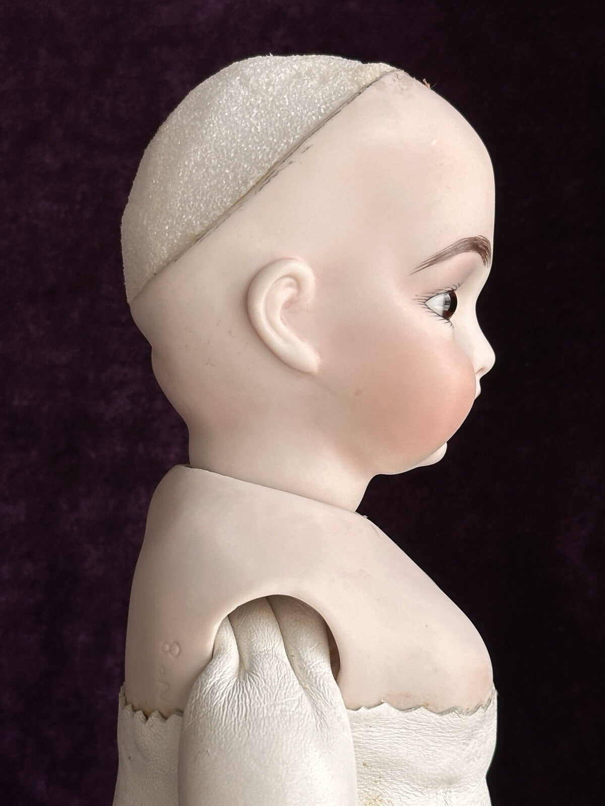 Vintage Porcelain 19” Repro of Antique French Bru Circle Dot Doll by Clara Wade