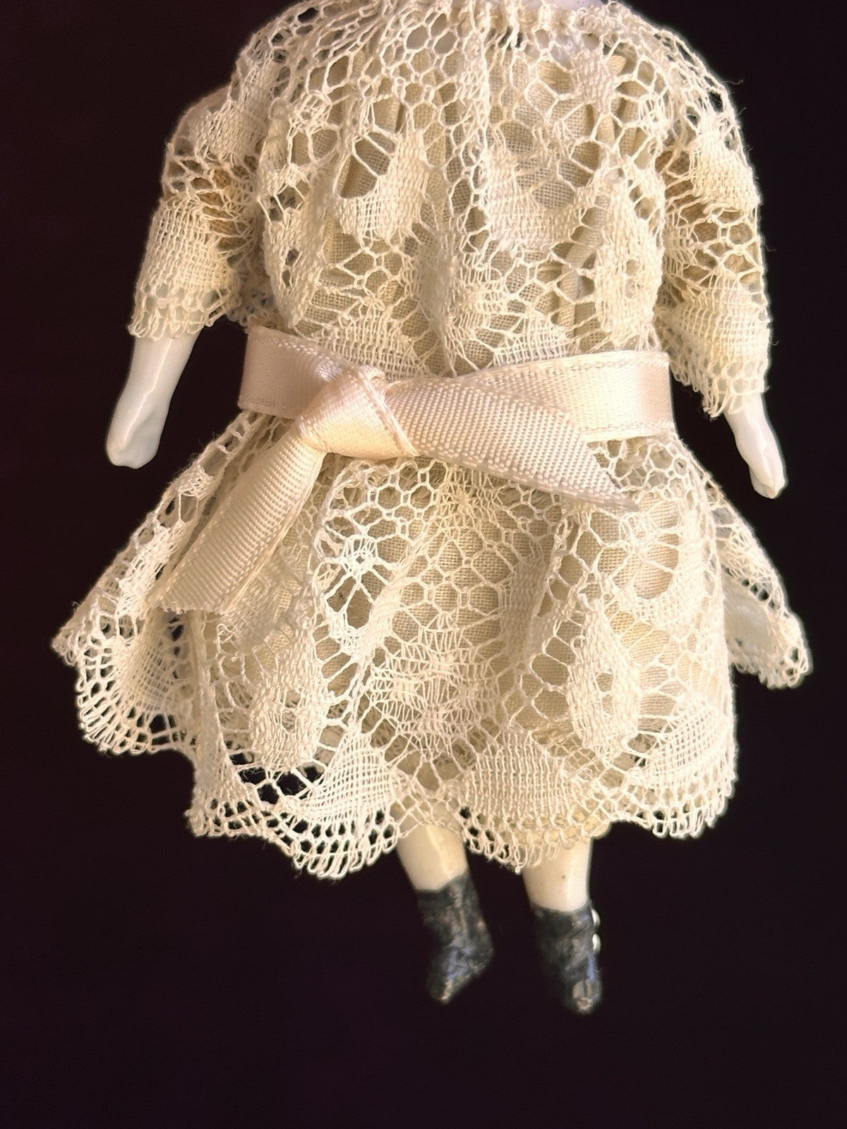 Antique German 4” Primitive Bisque Cloth Miniature Dollhouse China Doll