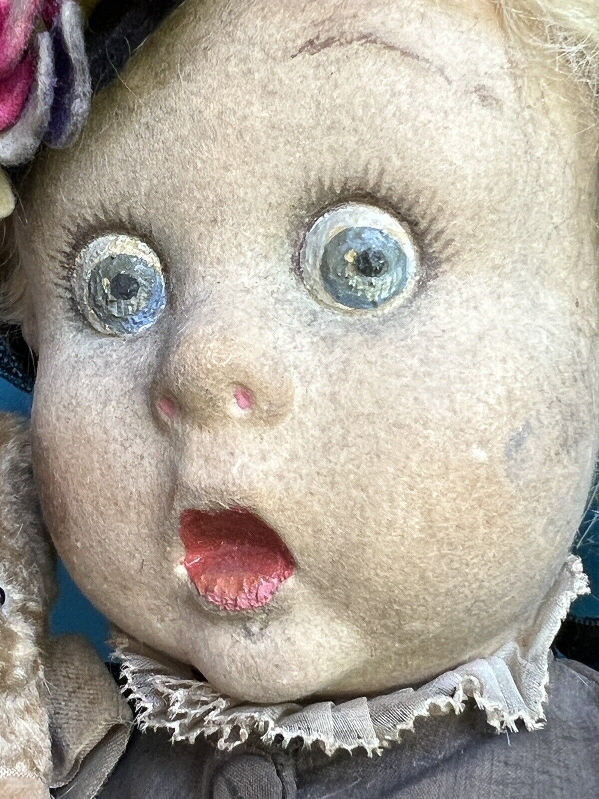 Rare Vintage Italian All Original Lenci Googly Eyes Felt Doll The Merry Widow