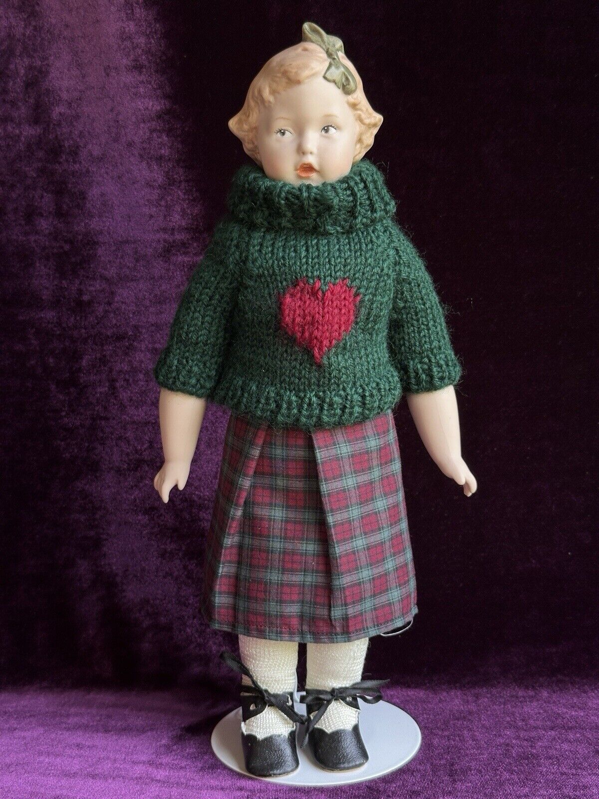 Porcelain 13.5” Reproduction of Antique German Heubach 7851 Character Girl Doll