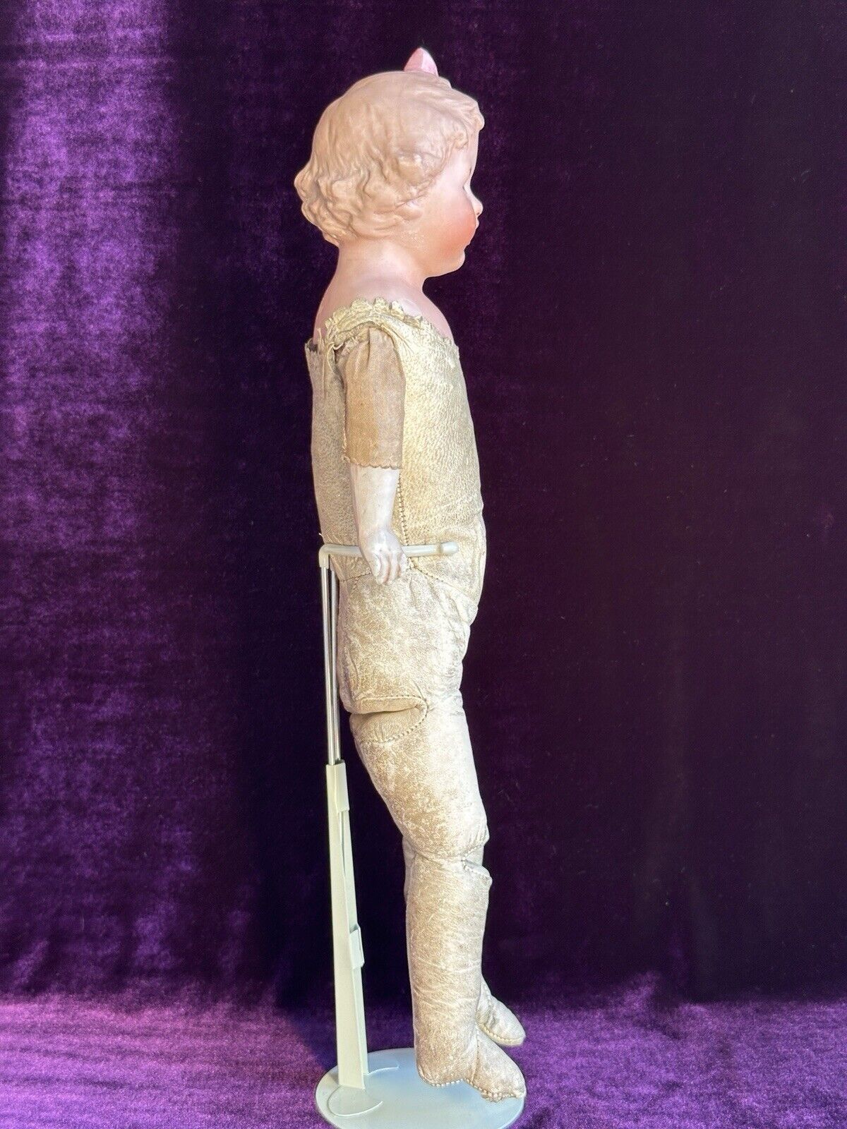 Rare Antique German Gebruder Heubach 7851 Pink Bow Bisque Head Girl Doll