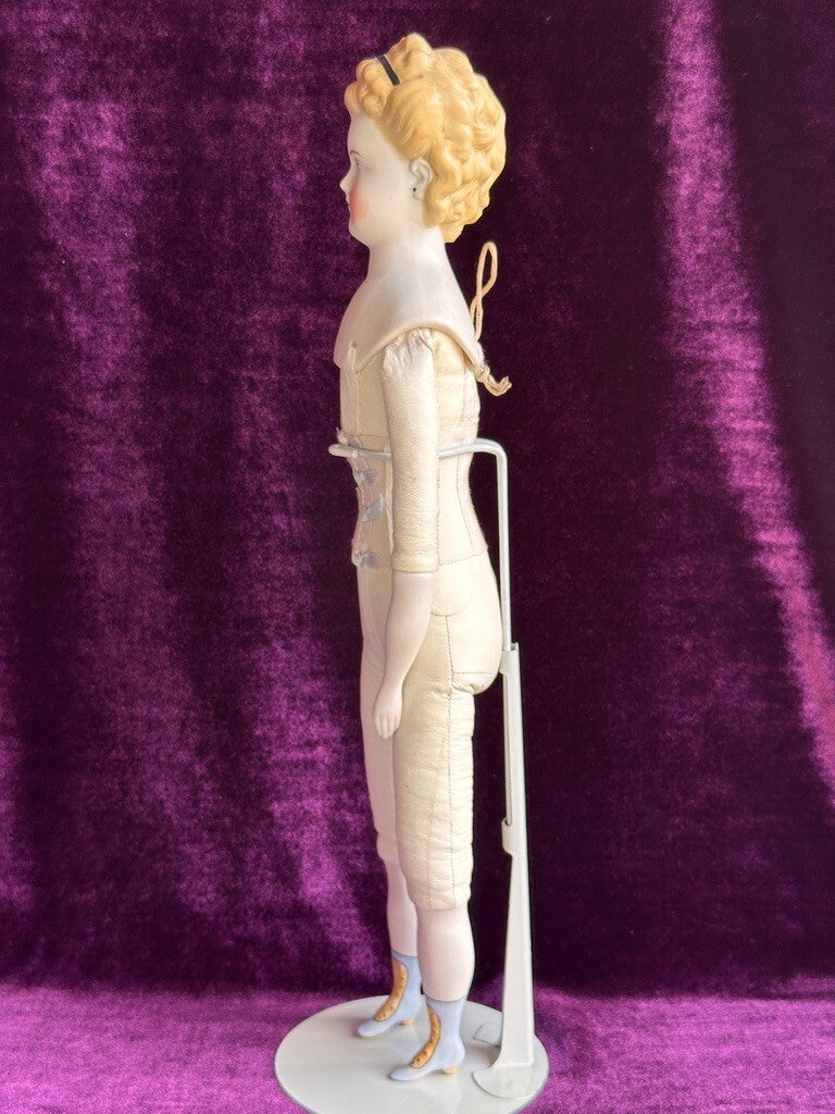 Antique German 16.5” Parian China Bisque Shoulder Head Fashion Doll