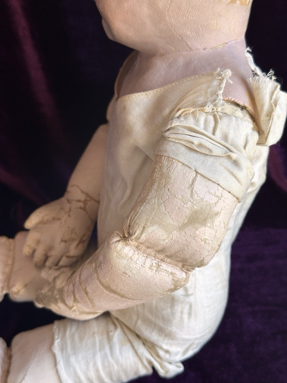 Rare Large Antique American 22” Gertrude Rollinson Oil Painted Cloth Baby Doll