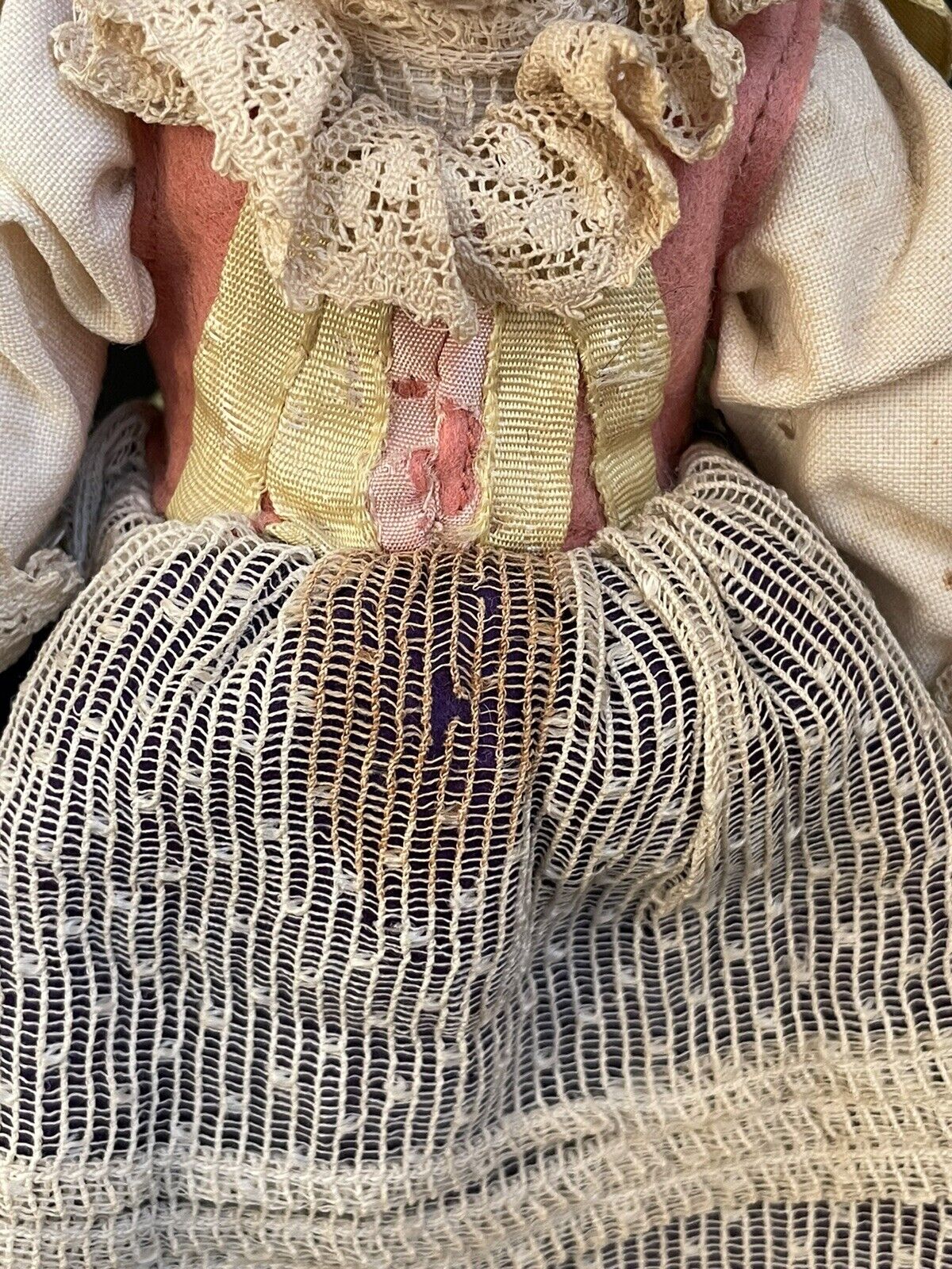 Antique Italian Miniature Lenci Felt/Cloth Doll with Flower Pot Val Gardena