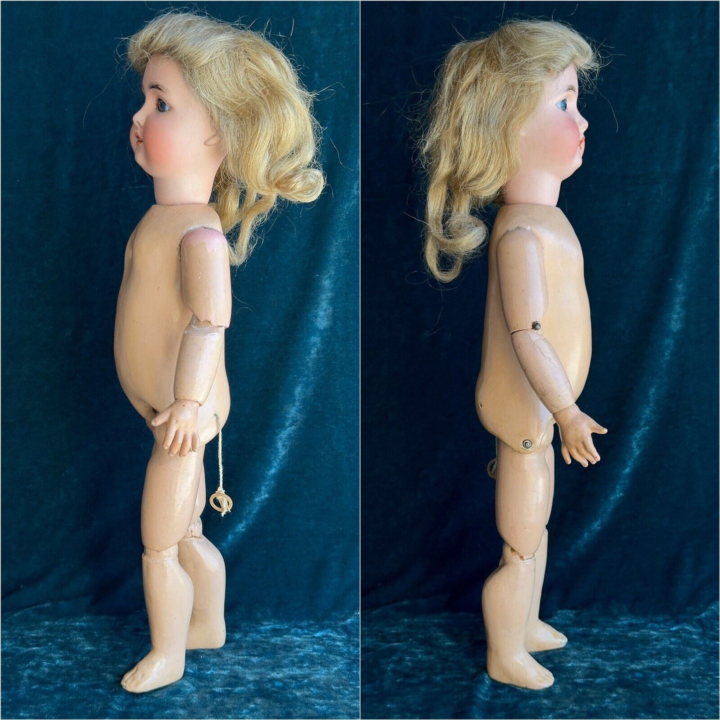 Antique German 22” Adolf Wislizenus Special Bisque Head Doll Walker Body