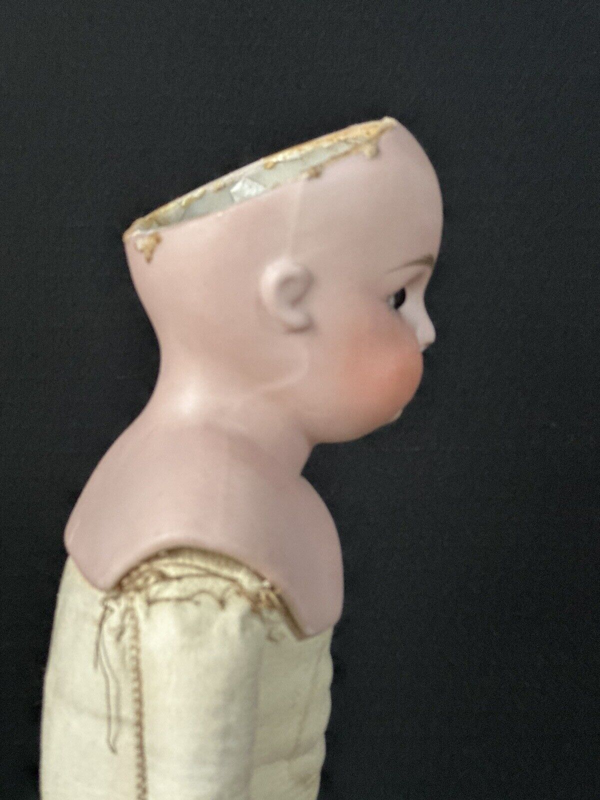 Early JDK Kestner Pouty Face Closed Mouth Bisque Shoulder Head 14” Doll Marked 3