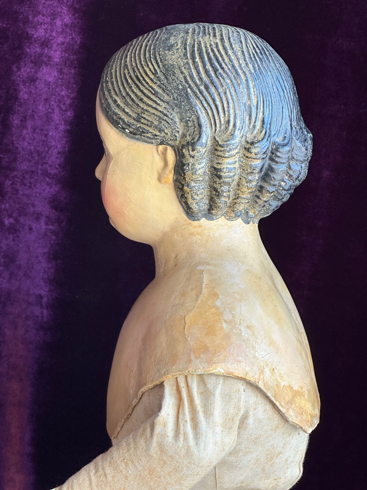 Huge 32” Antique American Greiner Covered Wagon Papier Mache Doll