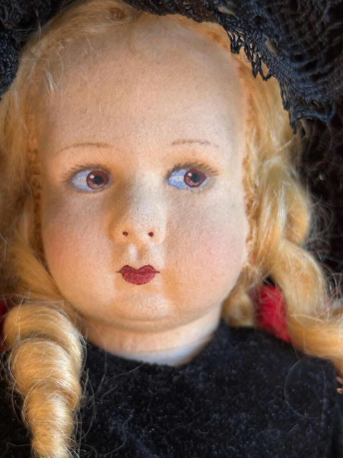 Vintage 12” Italian Alma (?) All Original Felt Cloth Doll
