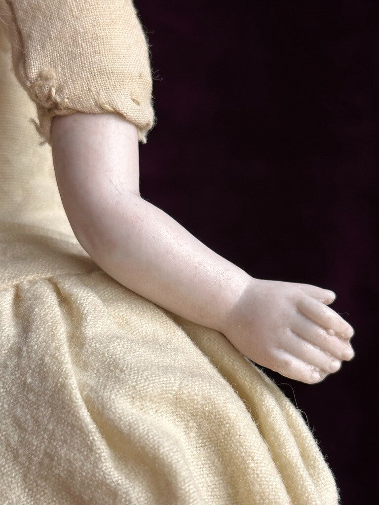 Very Rare 16” Antique German Glass Eyes Parian China Bisque Head Fashion Doll