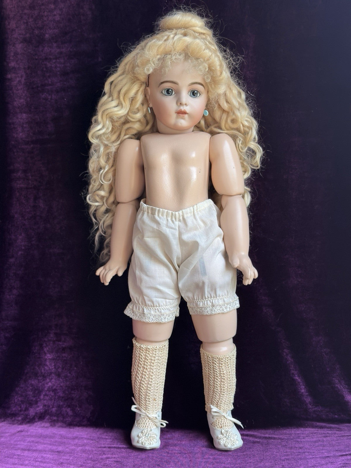 Vintage Porcelain/Comp. 22” Artist Reproduction of Antique French Bru Jne Doll