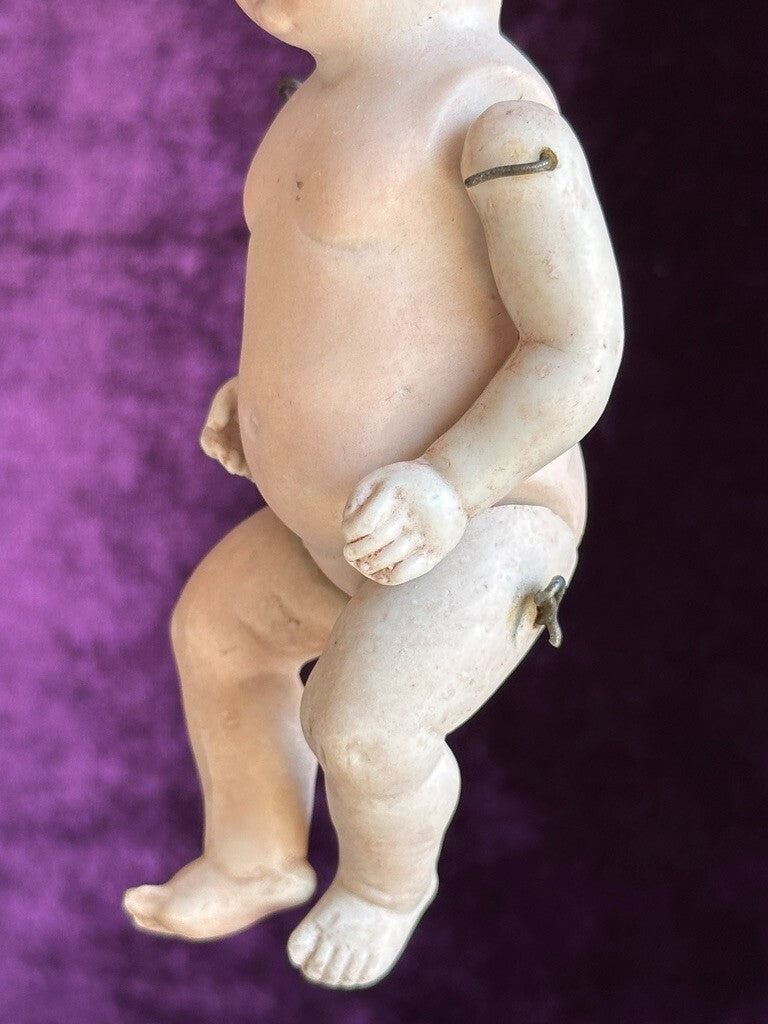 Antique German 5.25” All Bisque Miniature Baby Doll
