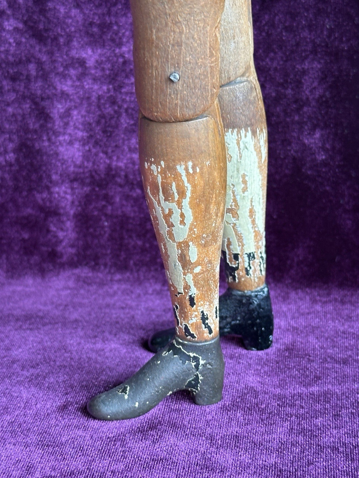 Rare Early American 15” Joel Ellis Metal Wood Jointed Doll