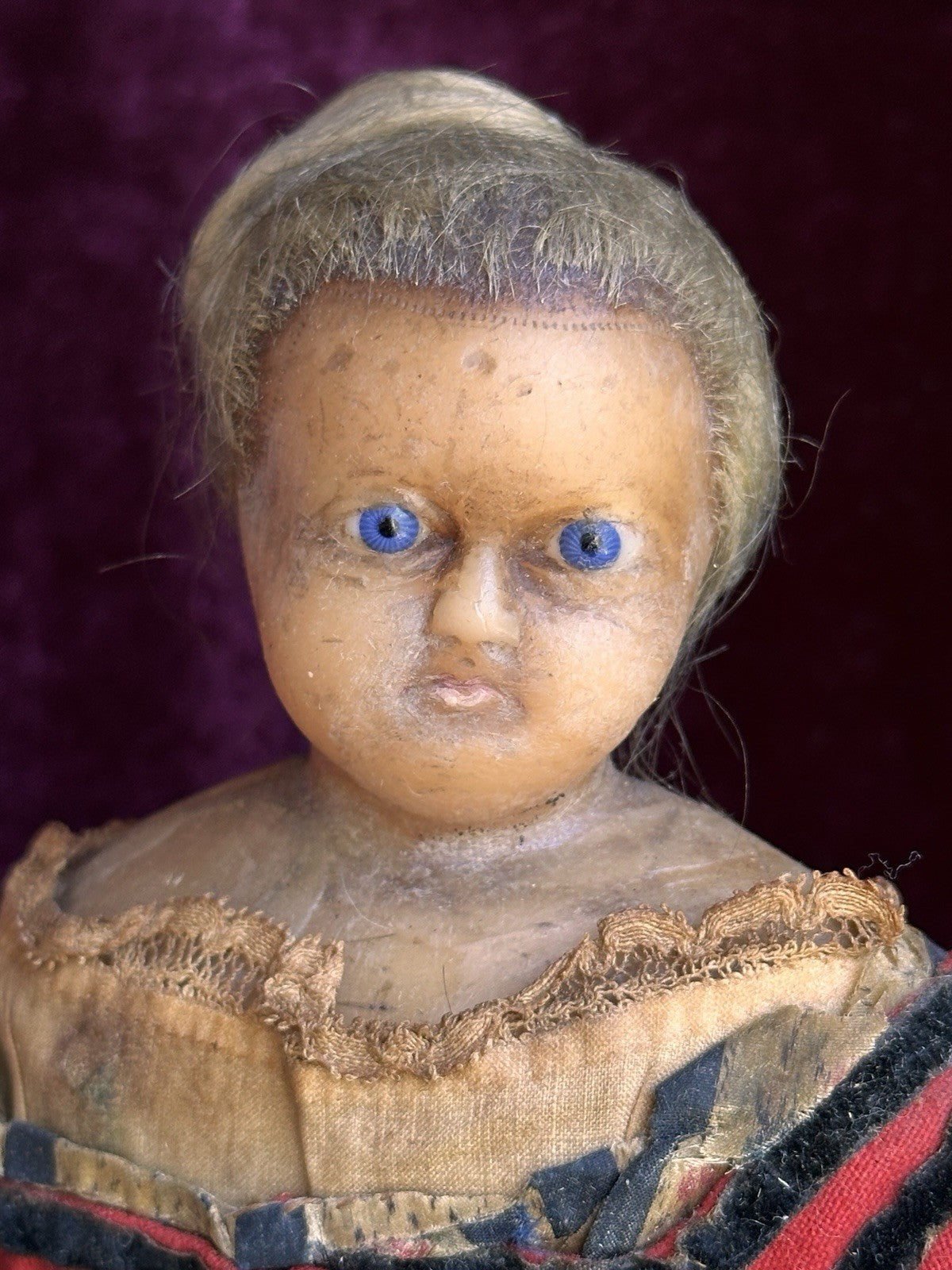 Early Antique English Pierotti 13.5” Wax Fashion Doll