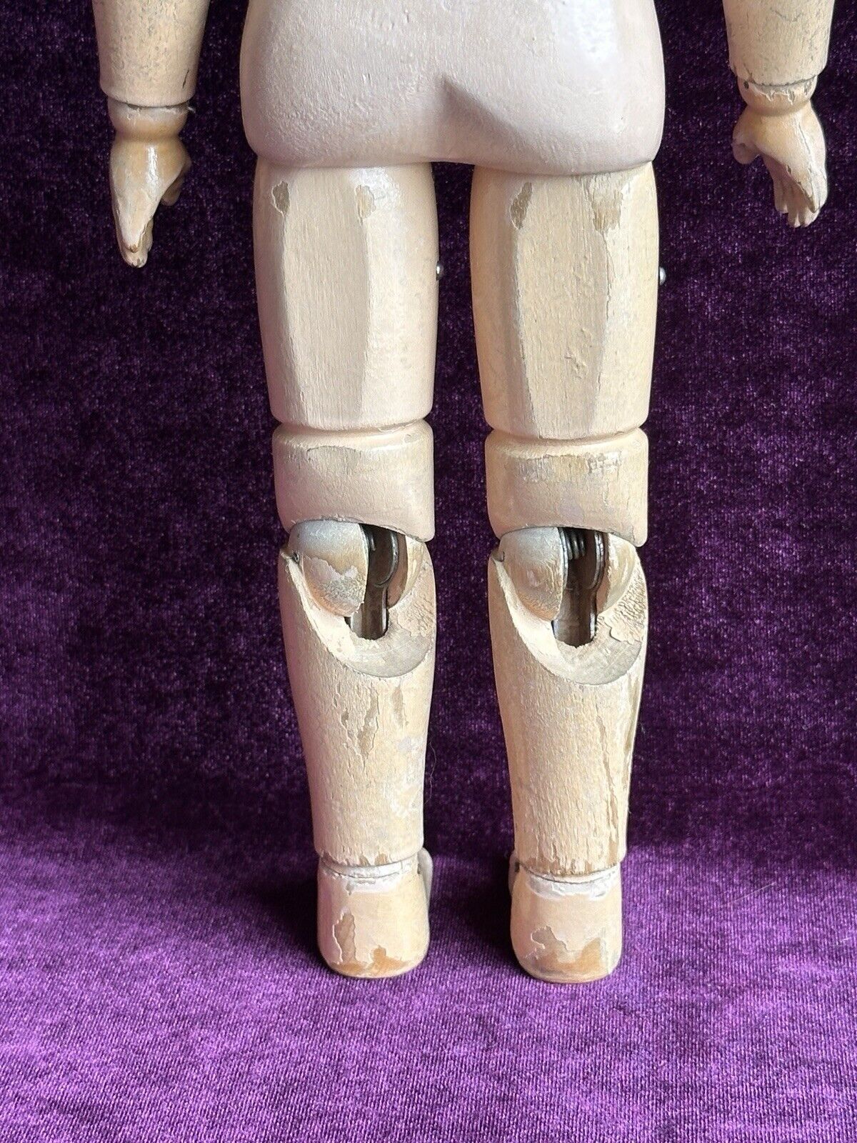 Antique 14” American Schoenhut Model 312 Wood Carved Spring Jointed Girl Doll