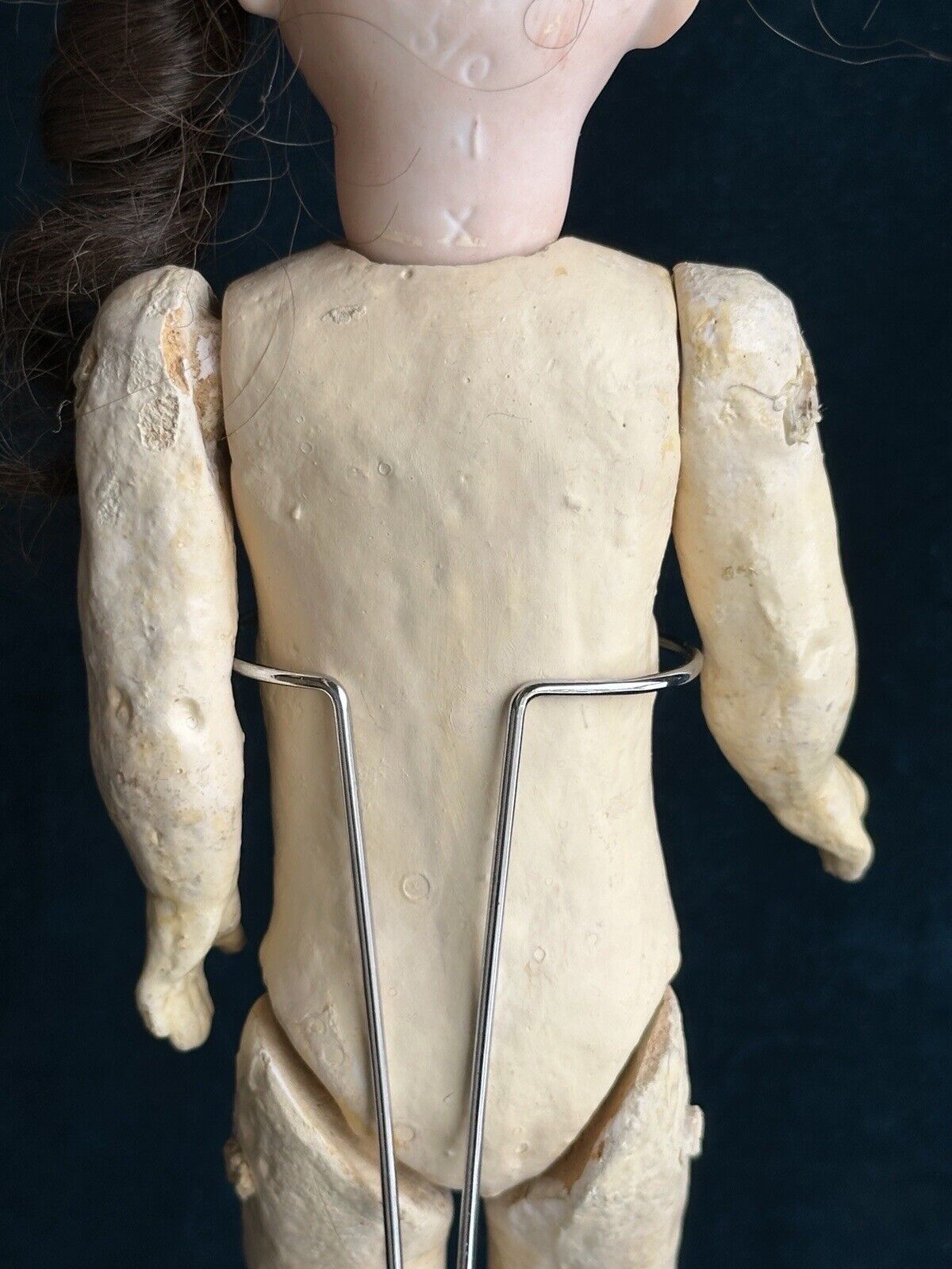 Antique German 12.5” Max Rader or Recknagel R DEP X Bisque Head Doll