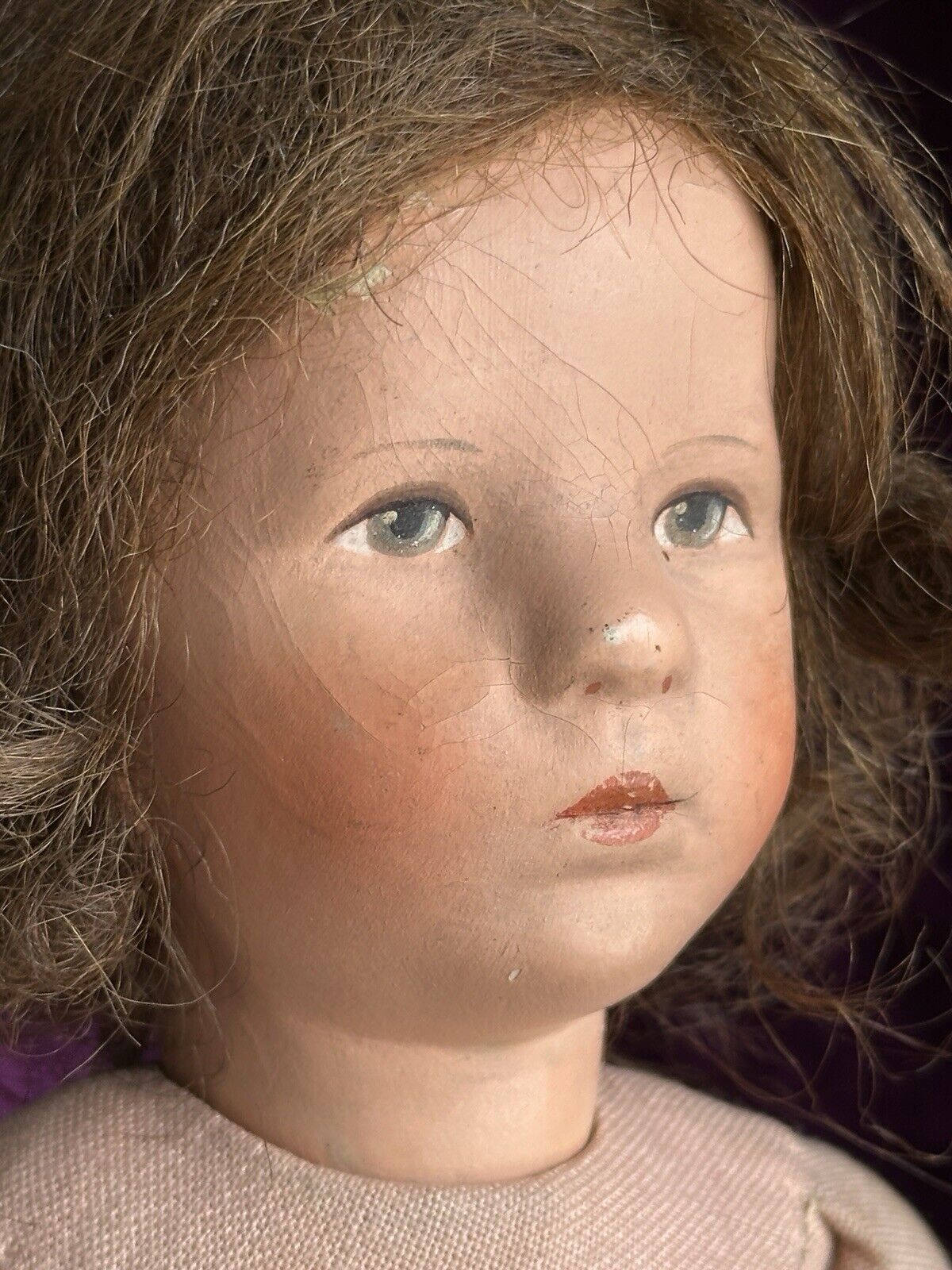 Vintage 14” Kathe Kruse IX German Child Cloth Girl Doll with Swivel Head
