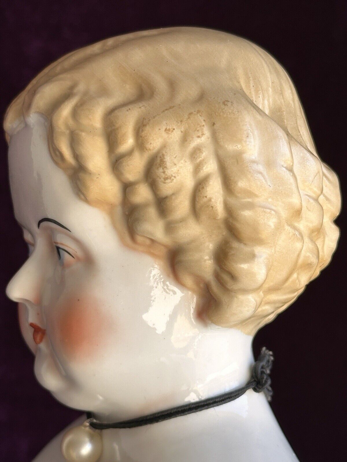 Antique German 11.5” Petite Blonde China Shoulder Head Doll