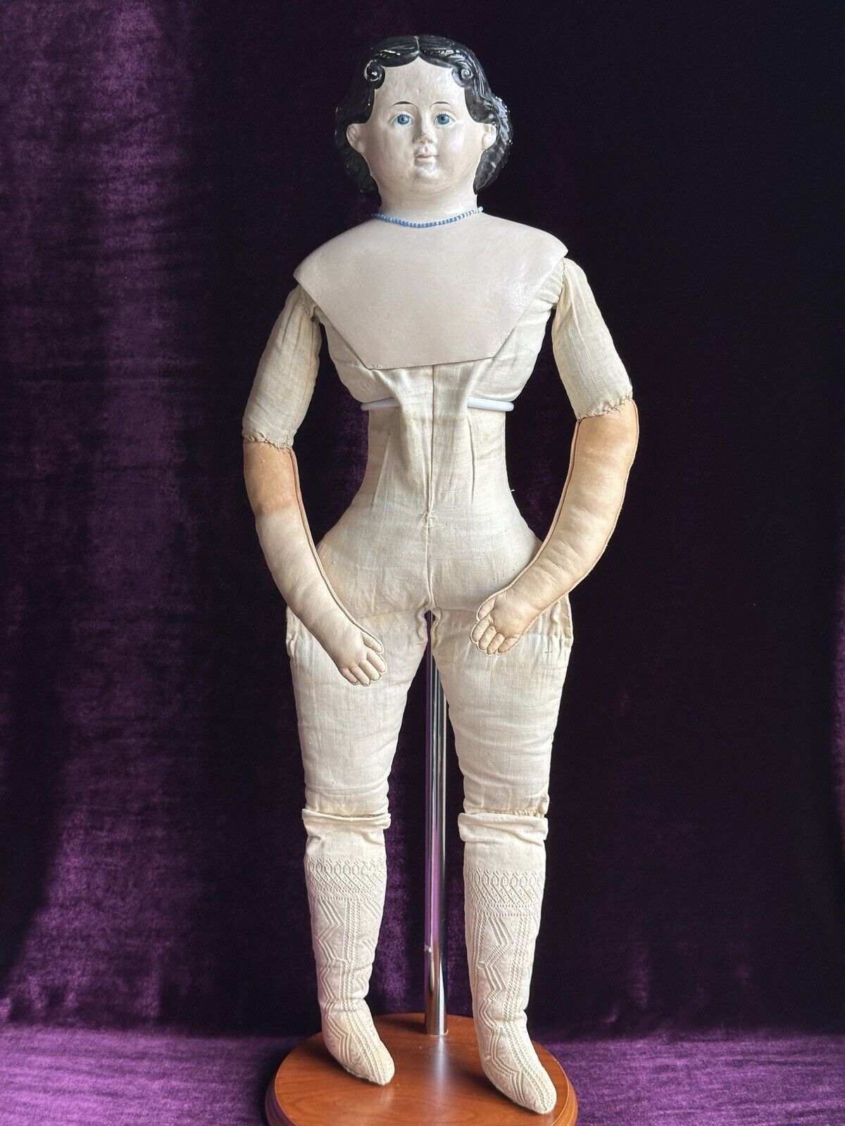 Antique American 24” Greiner Papier Mache Doll Doll with Original Label