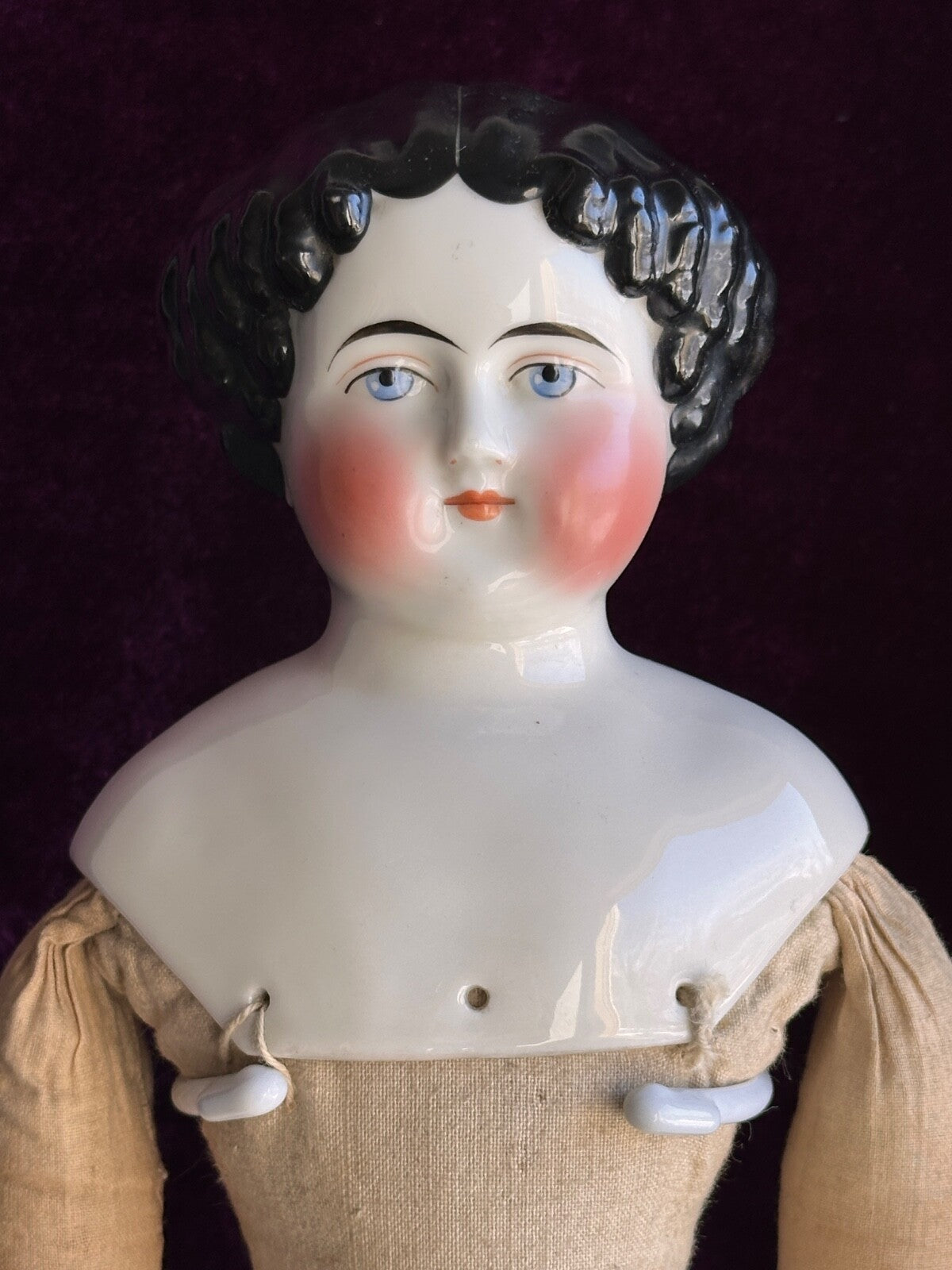 Antique German 21” Flat Top Highbrow China Shoulder Head Doll