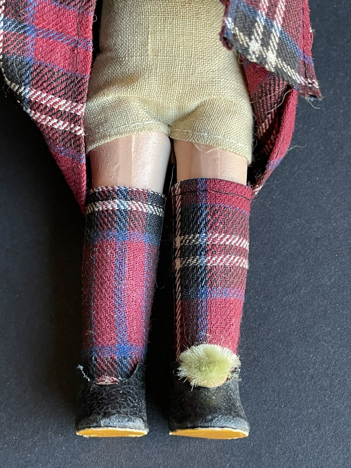Antique German (?) 8” All Bisque Scottish Boy Doll in Original Box