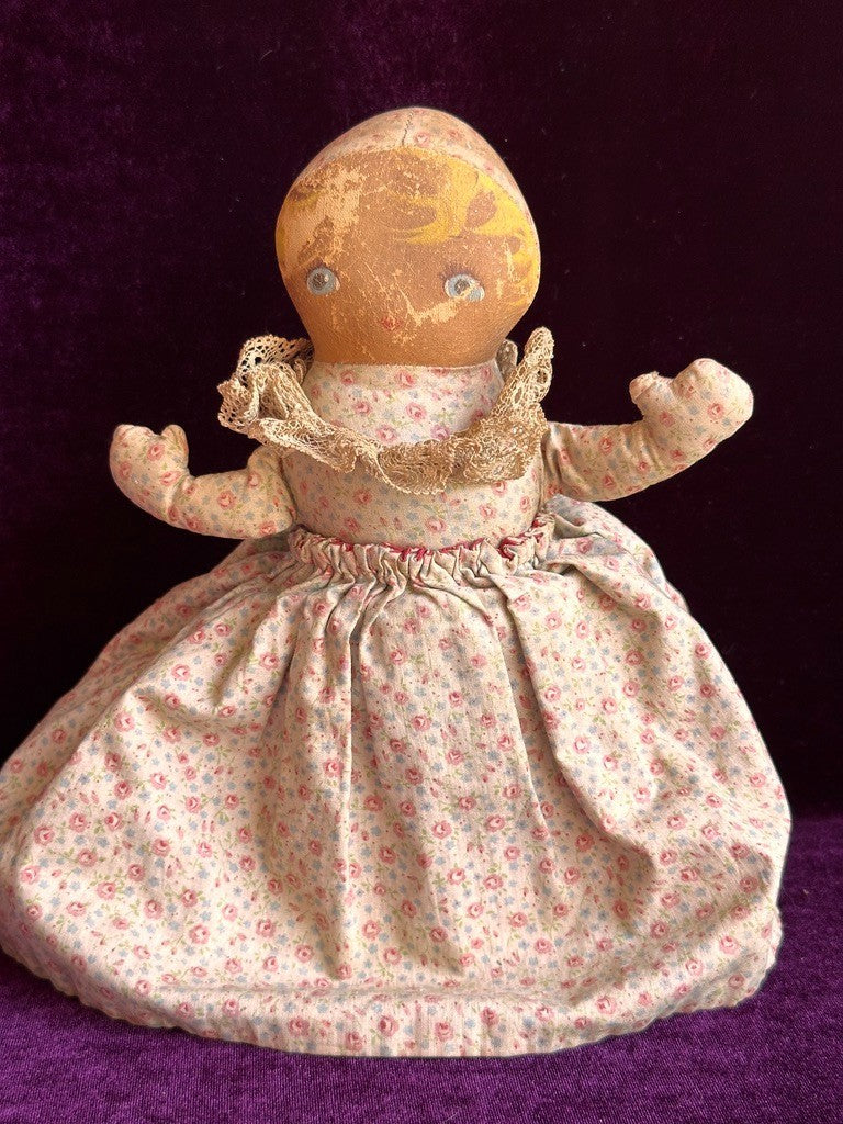 Vintage American 9" Topsy Turvy Belindy Cloth Painted Doll