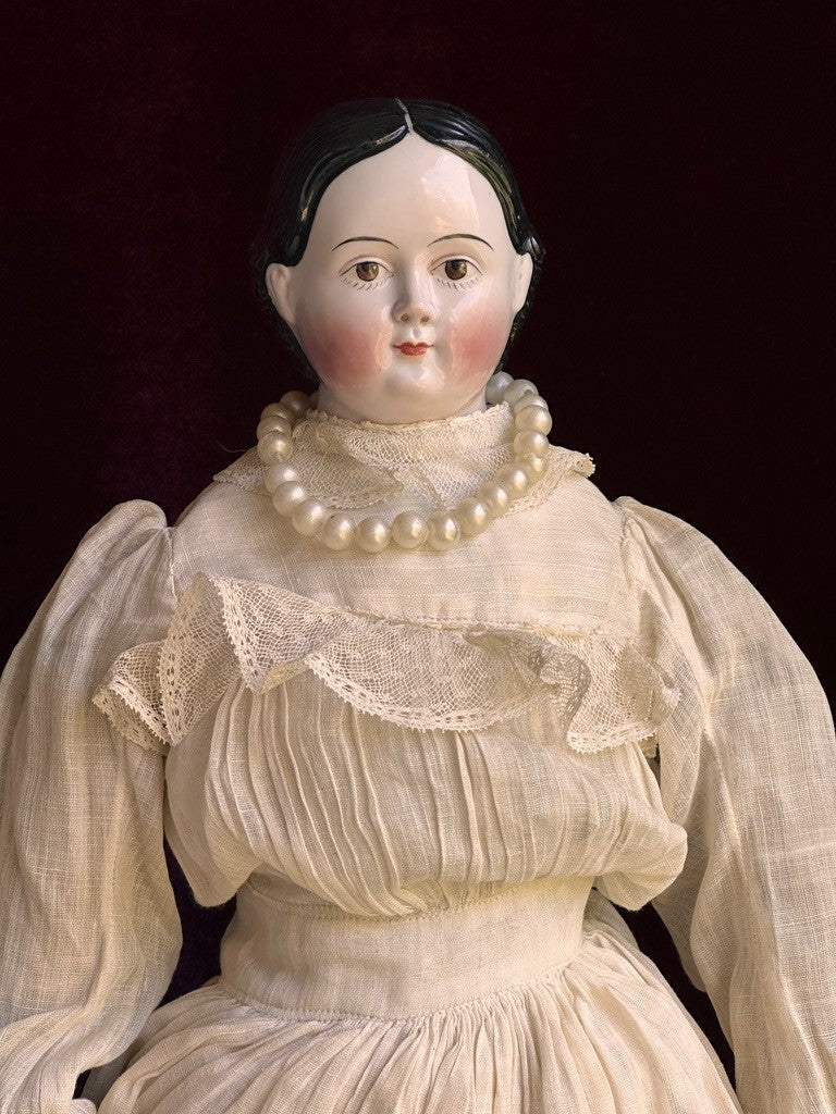 Antique German 20" Kloster Veilsdorf Greiner Style Brown Eyes China Head Doll